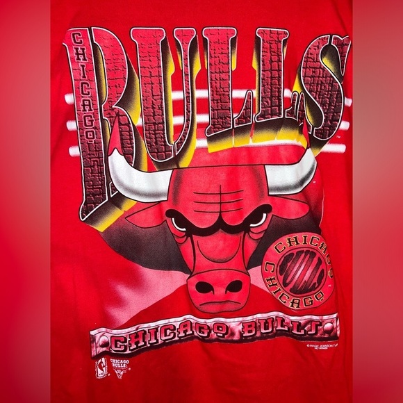 Vintage Single Stitch Chicago Bulls Tee Size XL Made In USA Retro Basketball - Picture 3 of 9